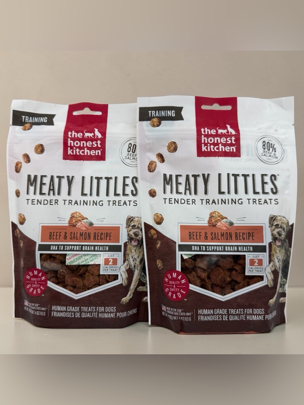 2 Pack Honest Kitchen Meaty Littles Beef & Salmon Dog Training Treats 4oz Each